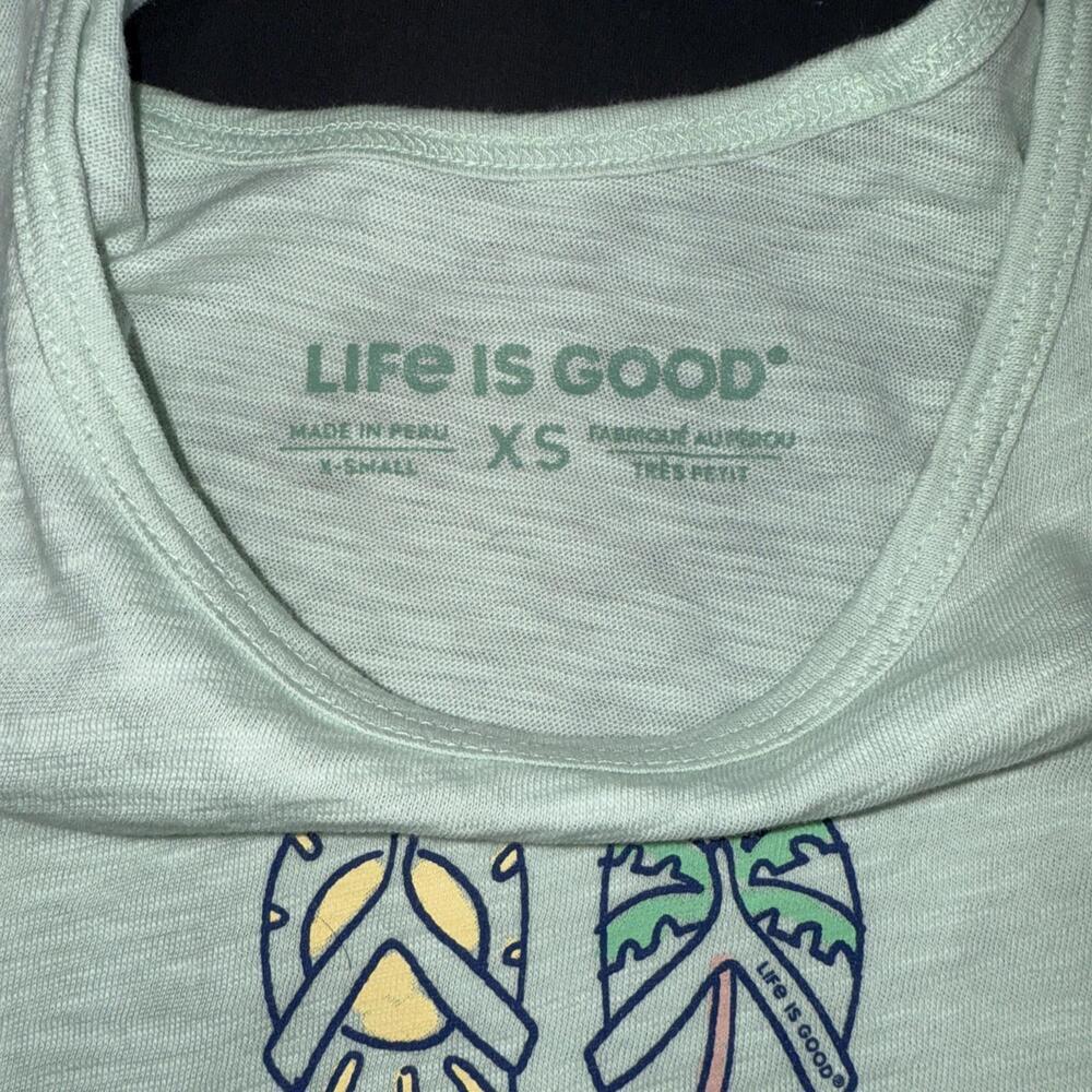 Life Is Good Blue Cotton Tank Top Flip Out Flop Graphic Tee Beach Outdoors XS‎ - Picture 12 of 14